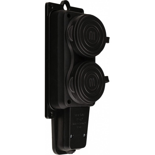Колодка каучуковая 2Р+PE с защитными крышками двухместная 16А IP44 A0250010008