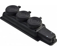 Колодка каучуковая 2Р+PE с защитными крышками трехместная 16А IP44