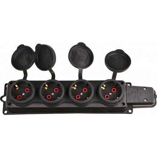 Колодка каучуковая 2Р+PE с защитными четырехместными крышками 16А IP44 A0250010010