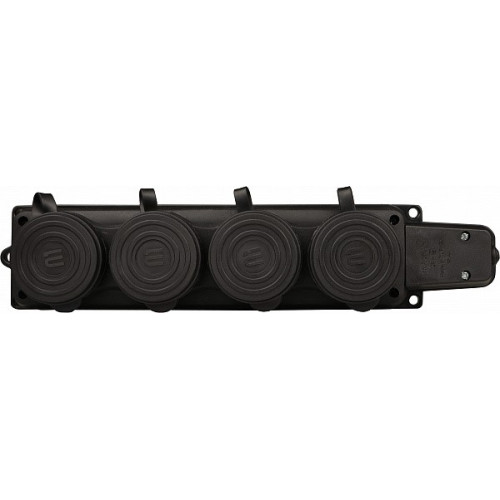 Колодка каучуковая 2Р+PE с защитными четырехместными крышками 16А IP44 A0250010010