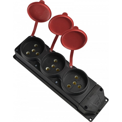 Колодка каучуковая трехместная 3х25А трехфазная, с крышками, IP44 A0250010015