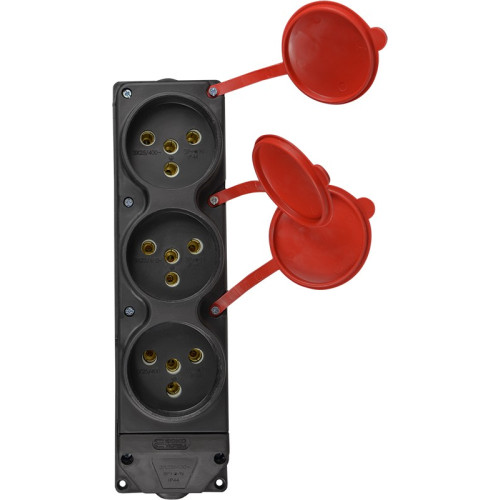 Колодка каучуковая трехместная 3х25А трехфазная, с крышками, IP44 A0250010015
