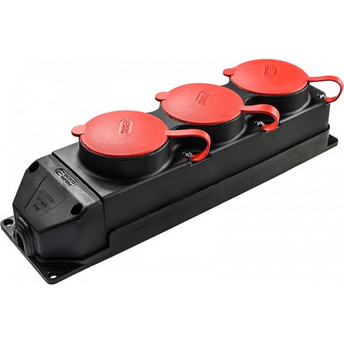 Колодка каучуковая трехместная 3х25А трехфазная, с крышками, IP44 A0250010015