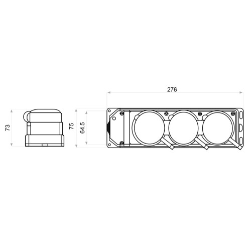 Колодка каучуковая трехместная 3х25А трехфазная, с крышками, IP44 A0250010015