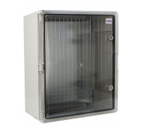 Корпус из АБС-пластика, ударопрочный, с монтажной панелью, прозрачная дверца, 40*50*18, IP65, серии UBox
