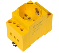 Розетка для электрических шкафов; 16А; 230В AC; Schuko и Bipasso; LED; желтый; панель/DIN-рейка; 45мм