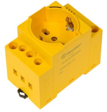 Розетка для электрических шкафов; 16А; 230В AC; Schuko и Bipasso; LED; желтый; панель/DIN-рейка; 45мм