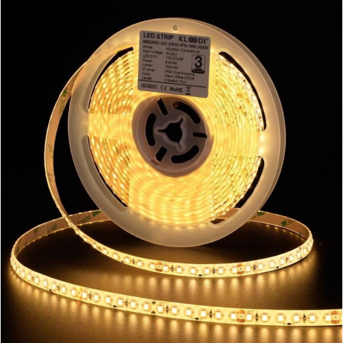 Светодиодная лента 8,6W 120LED 3000K 745LM RA90 IP20 24V, KLOODI KLOODI_KD2835-120-8.6W-3К-24V