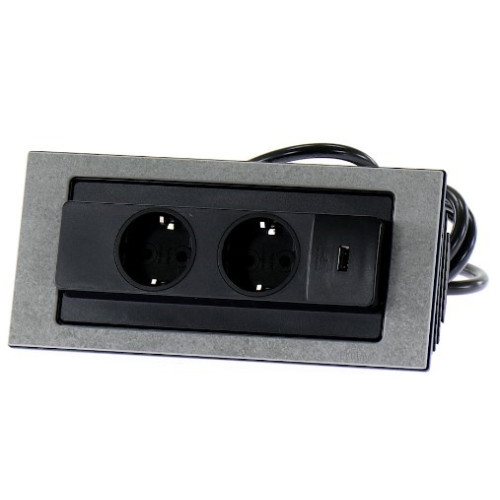Вращающийся блок розеток 220В+USB EVOline BackFlip, под бетон