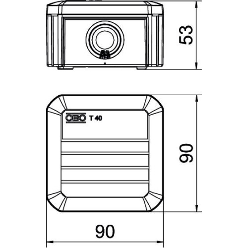 Коробка монтажная Т40 (90х90х52 мм), ІР56, черный, OBO Bettermann 2007464