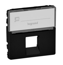 Лицевая панель RJ11/RJ45 с текстом, черный матовый, Valena Life