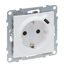 Розетка 220В 16A+USB Тип C 1,5A 250В, белый, Suno