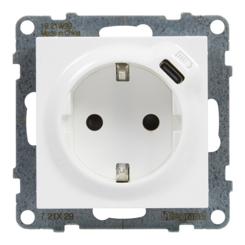 Розетка 220В 16A+USB Тип C 1,5A 250В, белый, Suno Legrand 721129