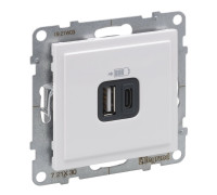 Розетка USB Тип А+C, 12Вт+15Вт 5В, белый, Suno