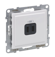 Розетка USB Тип С+C, 15 Вт 5В, белый, Suno