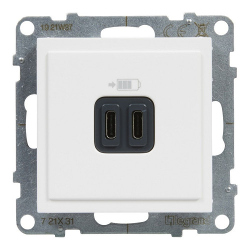 Розетка USB Тип С+C, 15 Вт 5В, белый, Suno Legrand 721131