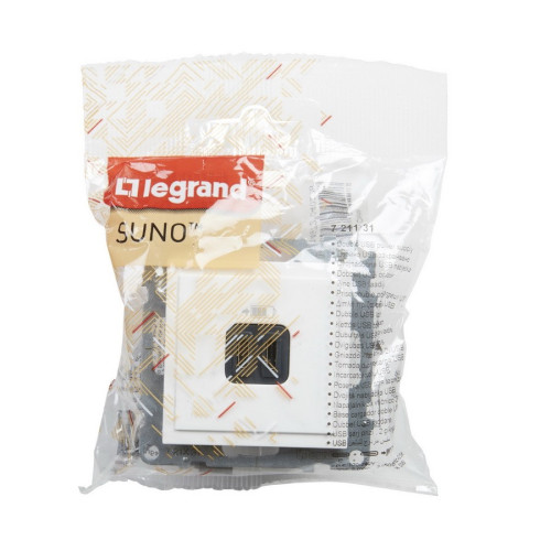 Розетка USB Тип С+C, 15 Вт 5В, белый, Suno Legrand 721131