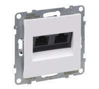 Розетка информационная двойная RJ45 cat. 5E UTP, белый, Suno