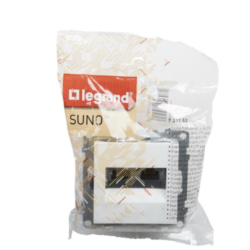 Розетка информационная двойная RJ45 cat. 6 UTP, белый, Suno Legrand 721153