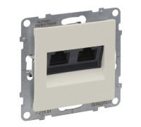 Розетка информационная двойная RJ45 cat. 5E UTP, слоновая кость, Suno
