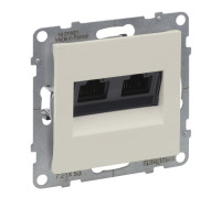 Розетка информационная двойная RJ45 cat. 6 UTP, слоновая кость, Suno
