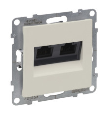 Розетка информационная двойная RJ45 cat. 6 UTP, слоновая кость, Suno