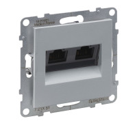 Розетка информационная двойная RJ45 cat. 5E UTP, алюминий, Suno