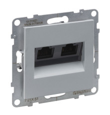 Розетка информационная двойная RJ45 cat. 5E UTP, алюминий, Suno