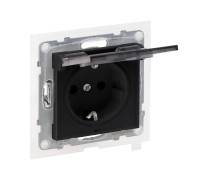 Розетка силовая влагозащищенная IP44 16А, 250 В по авт. клеммы, черный, Suno