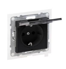 Розетка силовая влагозащищенная IP44 16А, 250 В по авт. клеммы, черный, Suno