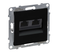 Розетка информационная двойная RJ45 cat. 5E UTP, черный, Suno