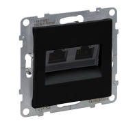 Розетка информационная двойная RJ45 cat. 6 UTP, черный, Suno