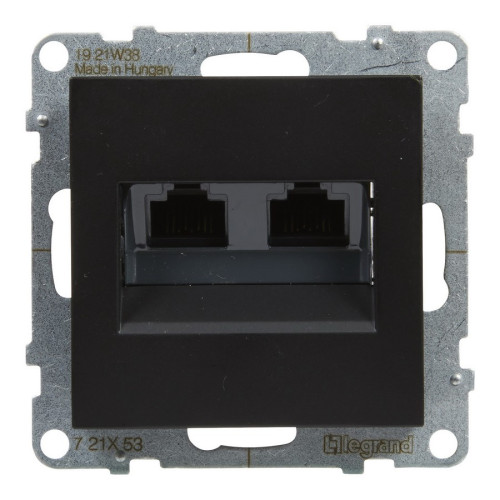 Розетка информационная двойная RJ45 cat. 6 UTP, черный, Suno Legrand 721453