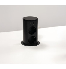 Выдвижной блок розеток 2х220В + USB тип A+C + беспроводная зарядка, черный, Versalift ASA 060.47F.00115
