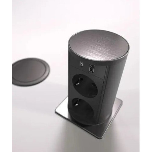 Выдвижной блок розеток 2х220В + USB тип A+C + беспроводная зарядка, черный, Versalift ASA 060.47F.00015