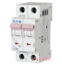 Автомат двухполюсный 25А, тип С, PL6-C25/2 Moeller Eaton