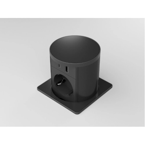 Выдвижной блок розеток 2х220В + USB тип A+C + беспроводная зарядка, черный, Versalift ASA 060.47F.00015