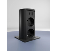 Выдвижной блок розеток 2х220В + USB тип A+C + беспроводная зарядка, черный, Versalift ASA 060.47F.00015