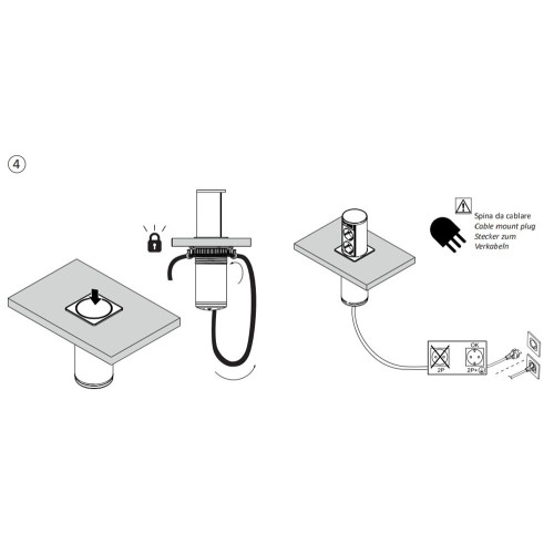 Выдвижной блок розеток 2х220В + USB тип A+C + беспроводная зарядка, черный, Versalift ASA 060.47F.00015