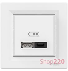USB розетка тип А+С, 21 Вт, белый, EPH2700521 Schneider Electric Asfora