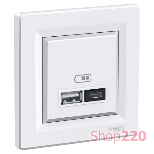 USB розетка тип А+С, 21 Вт, белый, EPH2700521 Schneider Electric Asfora