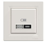 USB розетка тип А+С, кремовий, EPH2700323 Schneider Electric Asfora