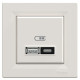 USB розетка тип А+С, кремовый, EPH2700323 Schneider Electric Asfora