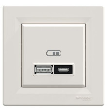 USB розетка тип А+С, 21 Вт, кремовый, EPH2700523 Schneider Electric Asfora