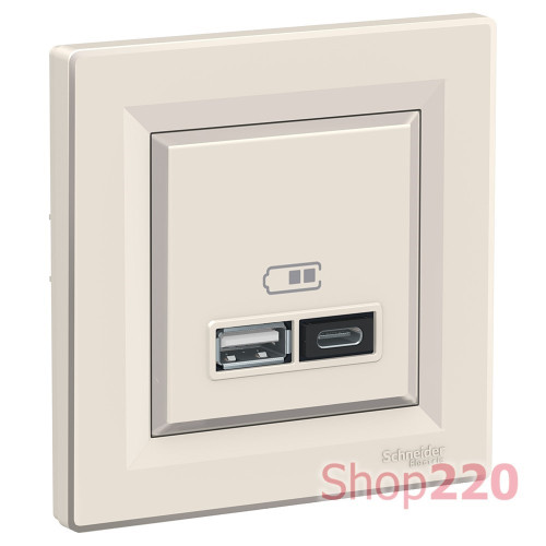 USB розетка тип А+С, 21 Вт, кремовий, EPH2700523 Schneider Electric Asfora