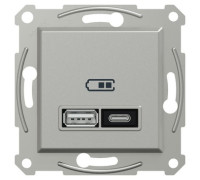 USB розетка тип А+С, алюминий, EPH2700361 Schneider Electric Asfora