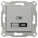 USB розетка тип А+С, алюминий, EPH2700361 Schneider Electric Asfora