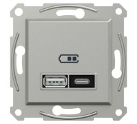 USB розетка тип А+С, 21 Вт, алюминий, EPH2700561 Schneider Electric Asfora