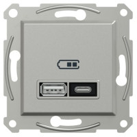 USB розетка тип А+С, 21 Вт, алюминий, EPH2700561 Schneider Electric Asfora