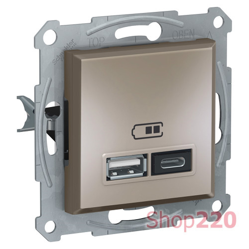 USB розетка тип А+С, 21 Вт, бронза, EPH2700569 Schneider Electric Asfora